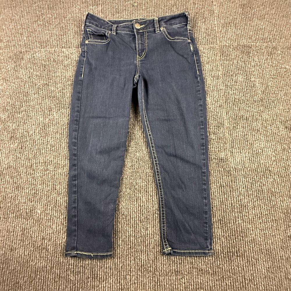 Silver Jeans Co Suki Size W31 L24 High Capri Dark Wash Super Stretch Denim Blue